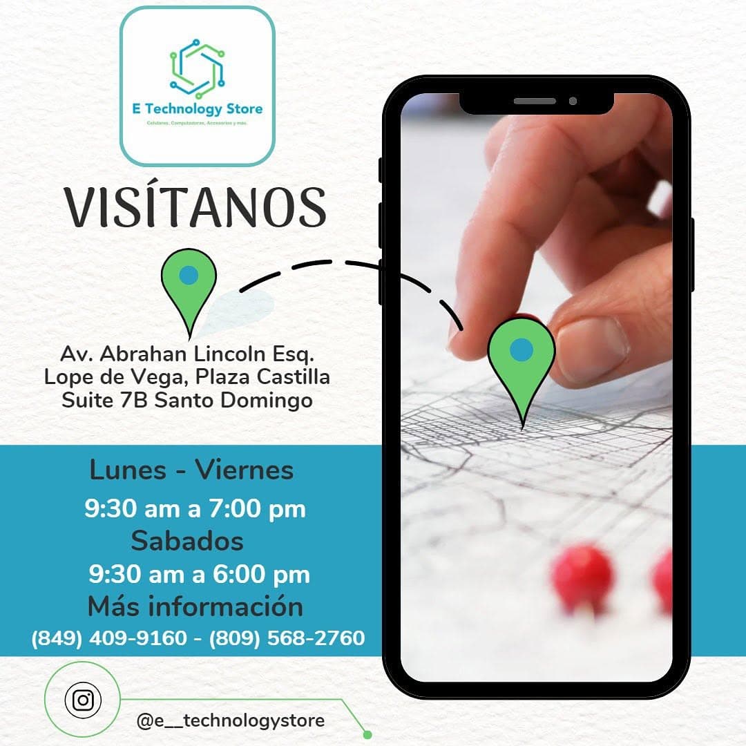 SOMOS. E TECHNOLOGY STORE

📍AV. Abraham Lincoln Esq. Lope de Vega.
RD, Santo Domingo, Dominican Rep