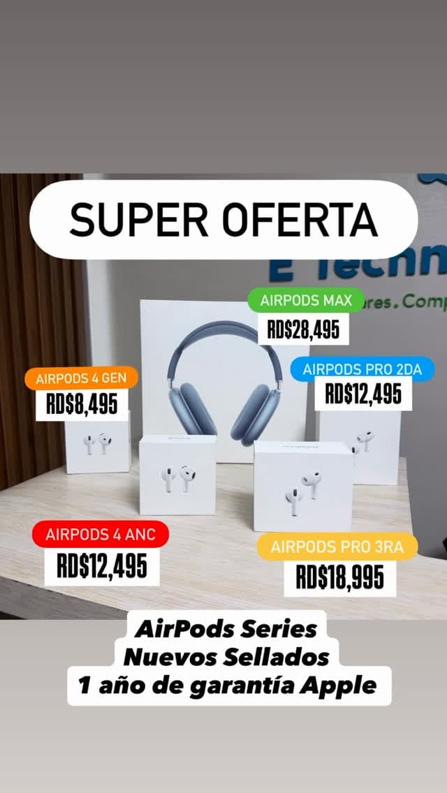 VEN & APROVECHA DE NUESTRAS SIGUIENTES SUPER OFERTAS AIRPODS… 🎧✅

DISPONIBLES PARA ENTREGA INMEDIAT